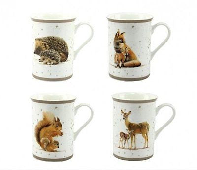 Macneil Wildlife Set of 4 Mugs Hedgehog Squirrel Fox Deer